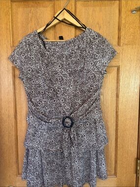 Perceptions Brown & Cream Paisley Tie-Waist Dress